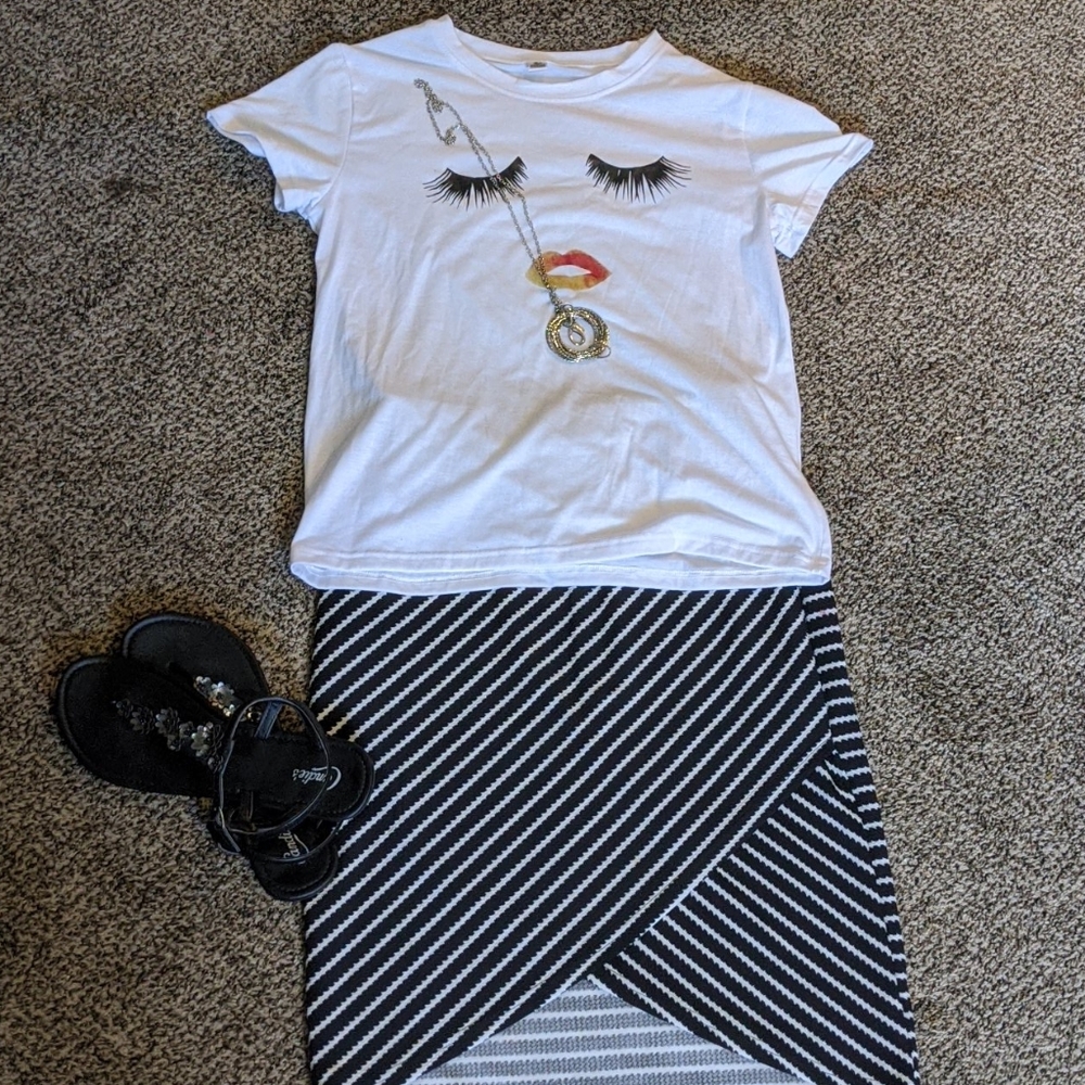 Stripped high low midi skirt XL